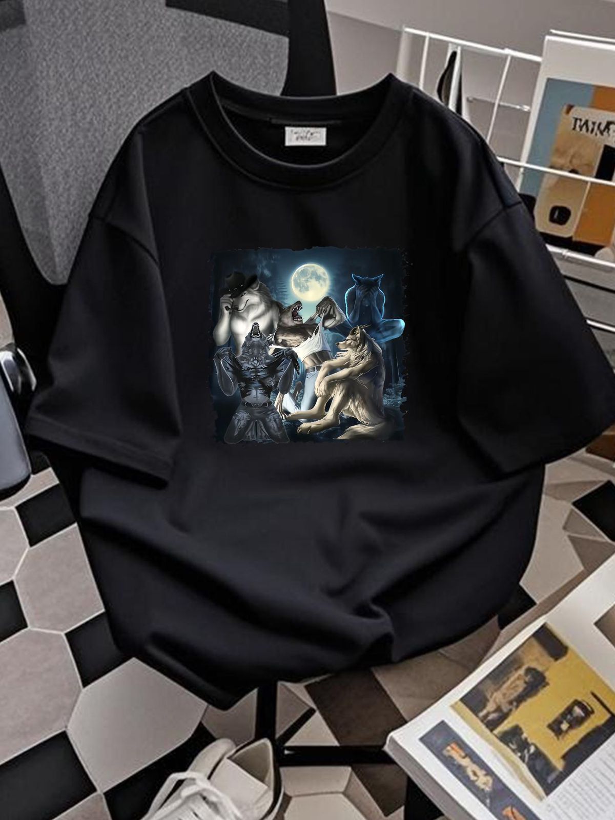 Wolf Ripping T Shirt Meme Funny Sitting For Graphic Top For Everyday Wear Homme Stylish Soft Stretched Slightly Comfortable Versatile Summer_viptrois.com