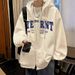 Retro Letter Cardigan Hooded Sweatshirt Trendy Brand Loose And Versatile Casual Jacket_viptrois.com