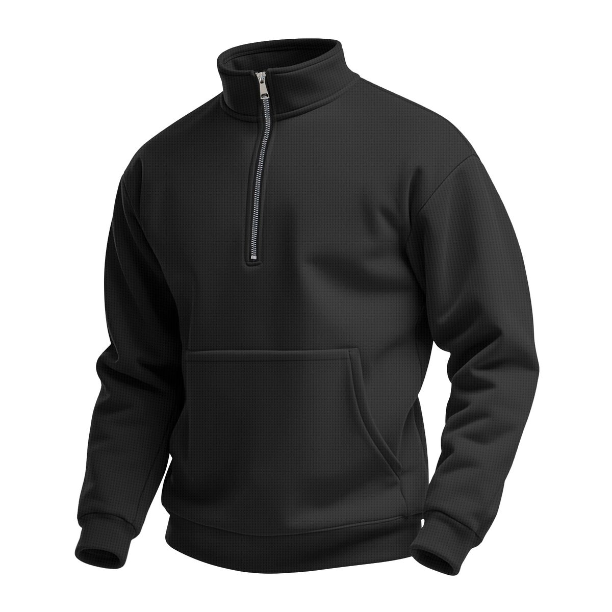 Men's Waffle Autumn Leisure Outdoor High Collar Half Zipper Pocket Pullover Long Sleeve Sweatshirt_viptrois.com