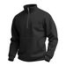 Men's Waffle Autumn Leisure Outdoor High Collar Half Zipper Pocket Pullover Long Sleeve Sweatshirt_viptrois.com