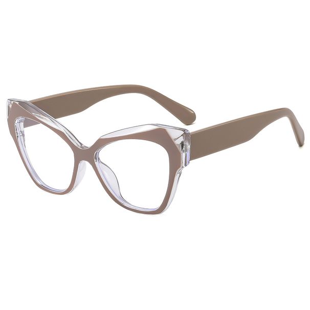 Women's Eyewear Frames Cat Eye Flat Glasses New Fashion Large Frame Glasses For Men Trend Contrast Color Anti Blue Light Glasses Frame_viptrois.com