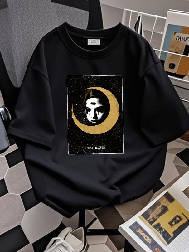 Deafheaven Moon T-Shirt S-2XL Comfortable Designer Clothes Homme Casual Slightly Unisex Summer Fashion Versatile Graphic Top For Everyday Wear_viptrois.com