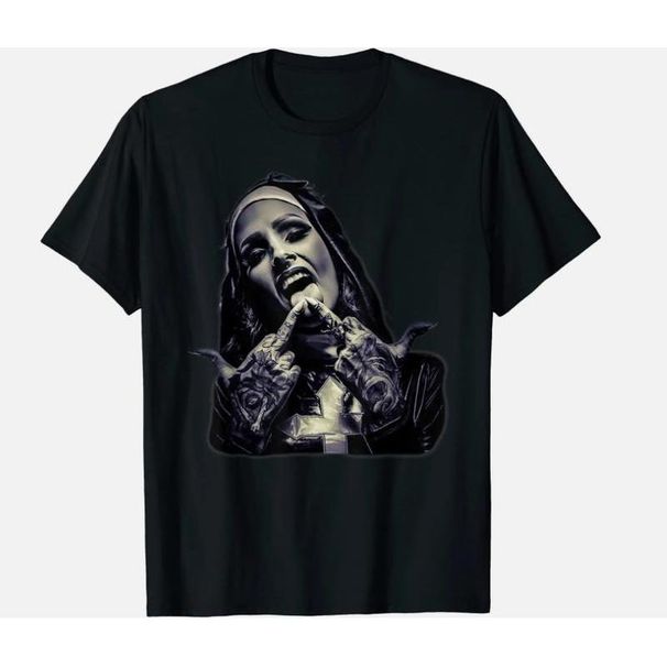 S@tan!c Nun Tatt00s Unholy Talla S-3XL, Camisetas Gráficas, Algodón, Cuello Redondo, Él, Regalo Para Ella, Ropa Hombre Y_viptrois.com