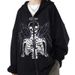 Street Hip-Hop Angel Butterfly Print Black Zipper Hoodie 2022 Y2K Harajuku Jacket Sweatshirt For Women_viptrois.com