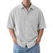 Men's Retro Corduroy Polo Shirt - Casual Loose Fit Turn Down Collar Short Sleeve Shirt For Spring & Autumn_viptrois.com