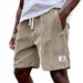 Men's Corduroy 5-Pocket Shorts - Wide Wale Casual Streetwear Knee-Length Shorts With Adjustable Waist For Urban Style & Outdoor Activities_viptrois.com