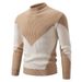 "Men's High Neck Color Block Pullover Sweater – Plus Size Knitwear, Stylish & Comfortable Casual Base Layer (M-4XL)"_viptrois.com