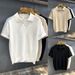Men's Short Sleeve Polo Shirt V Neck Seagull Collar Hollow out Textured Knitwear Old Money Style Summer T-Shirt_viptrois.com