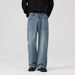 "Men's Vintage Washed Straight-Leg Jeans – Korean Streetwear Loose Fit Denim Pants (S-XXXL, Light Blue/Black/Vintage Wash)"_viptrois.com