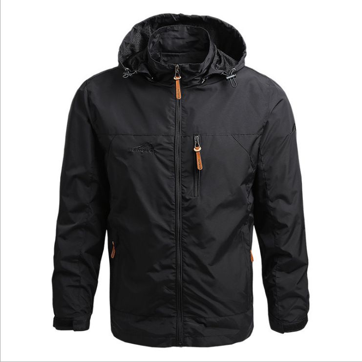 Men’s Windproof Trench Coat – Lightweight Water-Resistant Hooded Jacket For Spring & Fall (Tech-Fabric, Stand Collar, Slim Fit, Outdoor )_viptrois.com