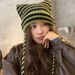 Little Devil Striped Ball Knitted Woolen For Women In Autumn Winter, Cute And Funny Cat Ears, Pullover Hat_viptrois.com