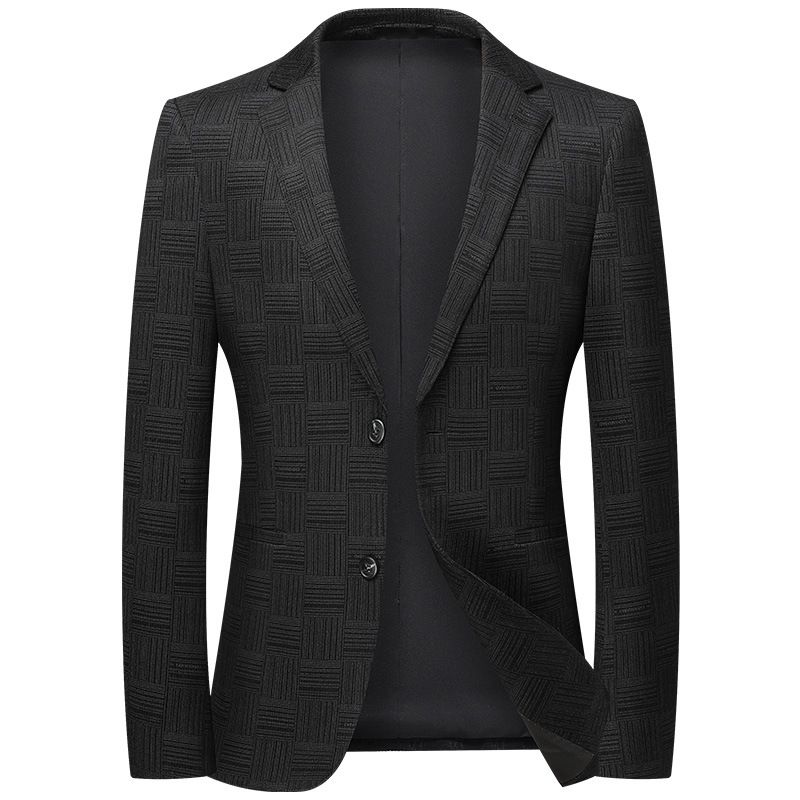 Men's Clothing Lasbot autumn and winter nylon stretch suit for men youth free ironing plaid suit slim fit trendy casual single suit_viptrois.com