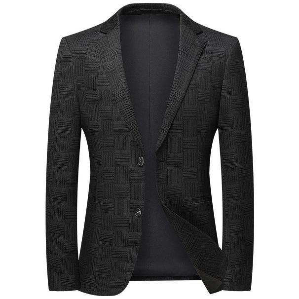Men's Clothing Lasbot autumn and winter nylon stretch suit for men youth free ironing plaid suit slim fit trendy casual single suit_viptrois.com