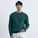 Men's Henley Neck Knit Sweater – Slim-Fit Breathable Pullover For Business Casual (White/Black/Green/Beige, M-XXXL)_viptrois.com