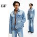 Men's Clothing EF JEANS | New Style Casual Loose Mid High Waist Flared Denim Jacket Jacket Set Blue_viptrois.com