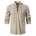 Men's Clothing Men's Stand Collar Long Sleeve Shirt Cotton Linen Henley Hippie Casual Beach Style For Formal & Casual_viptrois.com