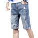 Men's Clothing Denim Shorts Trendy Loose Five Point Summer Thin Casual Ripped Mid Length Pants_viptrois.com