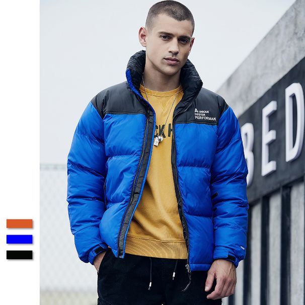 Men's Clothing Trendy Cotton Coat Men's Fashion Men's Winter Cotton Coat Men's Stand Collar Color Matching Men's Cotton Coat_viptrois.com