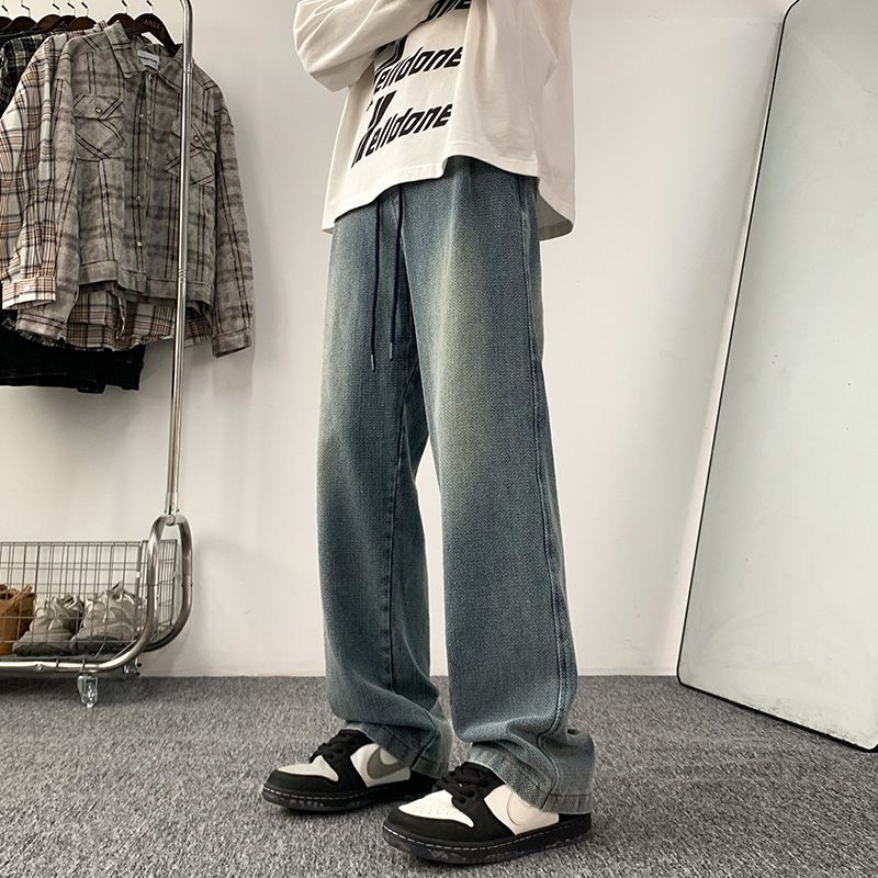 Vintage Starry Sky Pattern Jeans For Men, Spring And Autumn Style, Straight Loose Fit, Trendy American High Street_viptrois.com