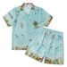 Men's Clothing Casual Printed Shirt Two Piece Set Retro Fashion Short Sleeved Shirt Shorts_viptrois.com