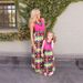 New Parent Child Outfits Rose Red Hot Sale Geometric Pattern Print Parent Child Dresses_viptrois.com