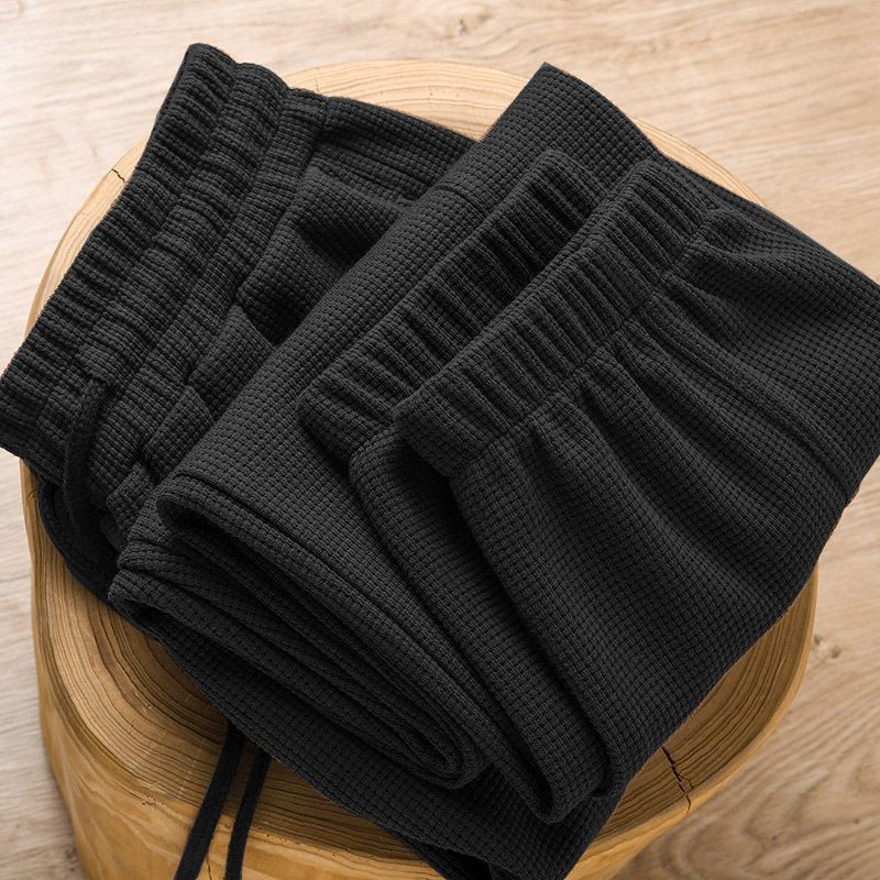 Men's Waffle Knit Pants - Relaxed Fit Straight & Tapered Leg Joggers For Casual & Sporty Look Fashion Trends_viptrois.com