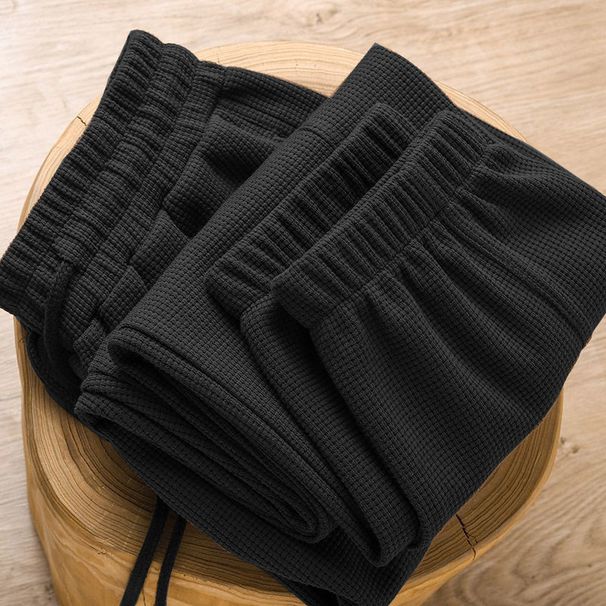 Men's Waffle Knit Pants - Relaxed Fit Straight & Tapered Leg Joggers For Casual & Sporty Look Fashion Trends_viptrois.com