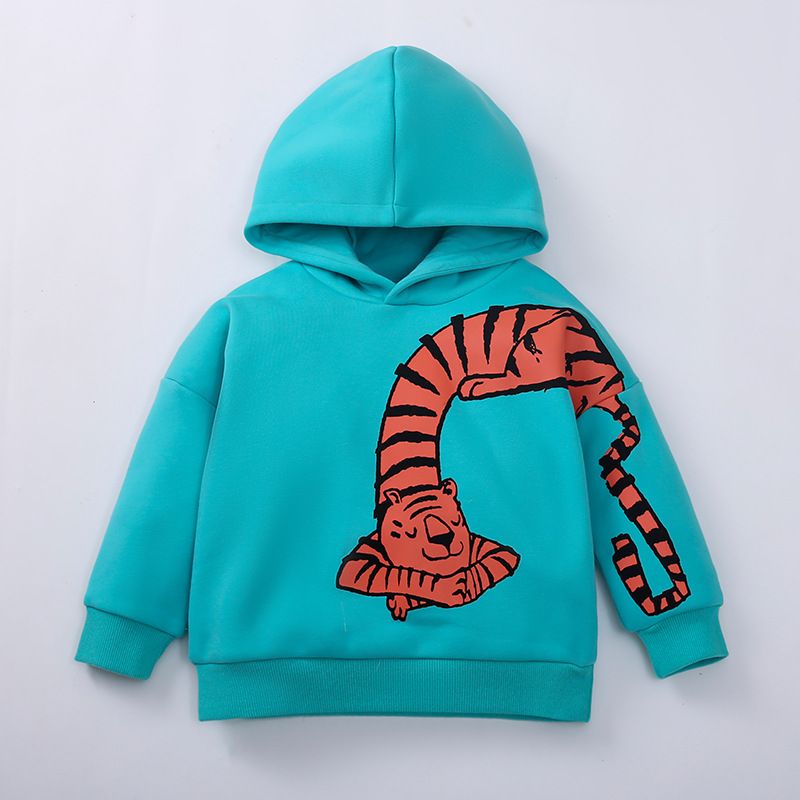 Children's Clothing Children Plus Fleece Hoodie Winter Composite Integrated Fleece Top Plus Fleece Warm Cartoon Children's Hoodie_viptrois.com