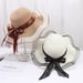 Wide Brim Bowknot Ribbon Beach For Women Summer Outdoor Sunshade Fashion Round Top Straw Hat Trendy_viptrois.com