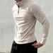 Men's Clothing Pure White Double Sided German Velvet Bottoming Shirt Men's Autumn And Winter Half High Collar Sweatshirt Sports Fitness Training Suit_viptrois.com