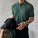Men's Business Slim Fit Polo Sweater Summer Short Sleeve Lapel Knit Top_viptrois.com