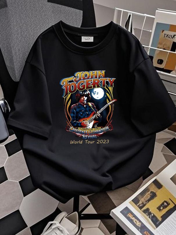John Fogerty World Tour 2023 Creedence Clearwater Revival T Shirt S 3XL Q5331 Streetwear Graphic Slightly Soft Homme Stylish Comfortable Unisex_viptrois.com