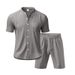 Men's Linen Hawaiian Style Short Sleeve Shirt And Shorts Set Breathable Loose Fit Beach Vacation Casual Two-Piece Summer Suit_viptrois.com