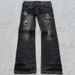 Y2K Gothic Grunge Vintage Washed Denim Jeans With Lace-Up Detail & Flared Hem For Streetwear Fashion_viptrois.com