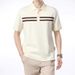 Men's Striped Patchwork Collar Polo Shirt Color Block Trendy Versatile Short Sleeve American Casual New_viptrois.com