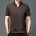 Men's Clothing Summer Thin Solid Color Short Sleeved Lapel Trendy Casual Soft Skin Friendly Business All Match Loose Polo Shirt For Men_viptrois.com