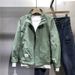 2025 Spring New Simple Stand-up Collar Casual Jacket Korean Version Of Ruffian Handsome Youth Green Zipper Jacket Tooling Trend_viptrois.com