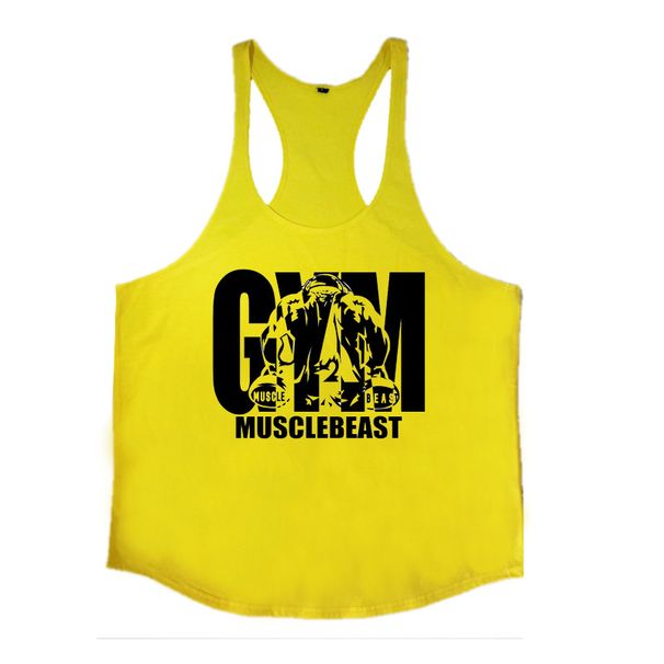 Men's Clothing Muscle Fitness Bodybuilding Vest Fashion Sports Training Loose Printed Round Hem_viptrois.com