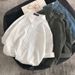 Men's Trendy Stand Up Collar Shirt Style Black And White Casual Long Sleeved Jacket Three Quarter Sleeve Handsome Summer_viptrois.com