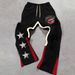 Men's Clothing Fashion Five Pointed Star Red Lips Casual Fashion Slightly Elastic Fabric Flared Pants All Match_viptrois.com