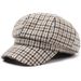 Plaid Octagonal Hat, Spring And Autumn Korean Style Casual Newsboy Cap, Fashionable Artist Hat, Duckbill Beret For_viptrois.com