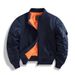 Men's Military-Inspired Bomber Jacket – Corduroy & Polyester With Stand Collar (Black, Navy, Olive, Grey)_viptrois.com
