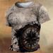 Nautical Pattern T-Shirt For Men Vintage Compass 3D Printed Tees Summer Casual Round Neck Tops Short Sleeve Loose Tee Shirts_viptrois.com