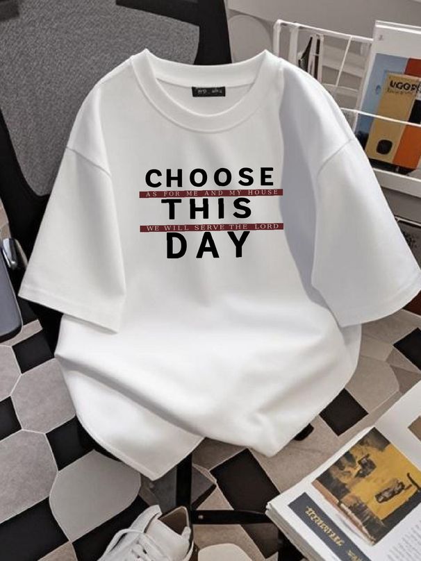 Vintage Joshua 24:15 Religious T Shirt Choose This Day Jesus Tee Men’s 2XL Stretched Summer Versatile Stylish Homme Slightly Streetwear Casual_viptrois.com