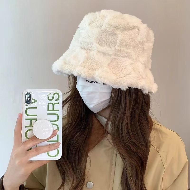 Fisherman's hat children autumn and winter 2024 new thickened plush cute basin hat versatile face small cold hat warm hat_viptrois.com
