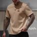 2026 New European And American Trendy Brand Men's Jacquard Textured T-Shirt, Casual Loose Fit, Solid Color, Round Neck,_viptrois.com