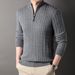 Men's Half-Zip Knit Sweater With Wool Blend, Winter Pullover For Casual & Smart Style (Gray, M)_viptrois.com