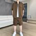 Men's Big & Tall Cargo Style Short Sleeve Shirt And Shorts Set, Relaxed Fit Summer Two-Piece Outfit Versatile Two-Piece Coordination_viptrois.com