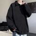 Men's Premium Textured Polo Shirt – Oversized Lapel Collar Streetwear (S-5XL, Spring 2026 Minimalist Aesthetic, Black/White/Beige)_viptrois.com