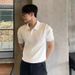 Men's Clothing High Quality Casual Lapel Slim Knit Sweater Men's Polo Short Sleeve Trend_viptrois.com